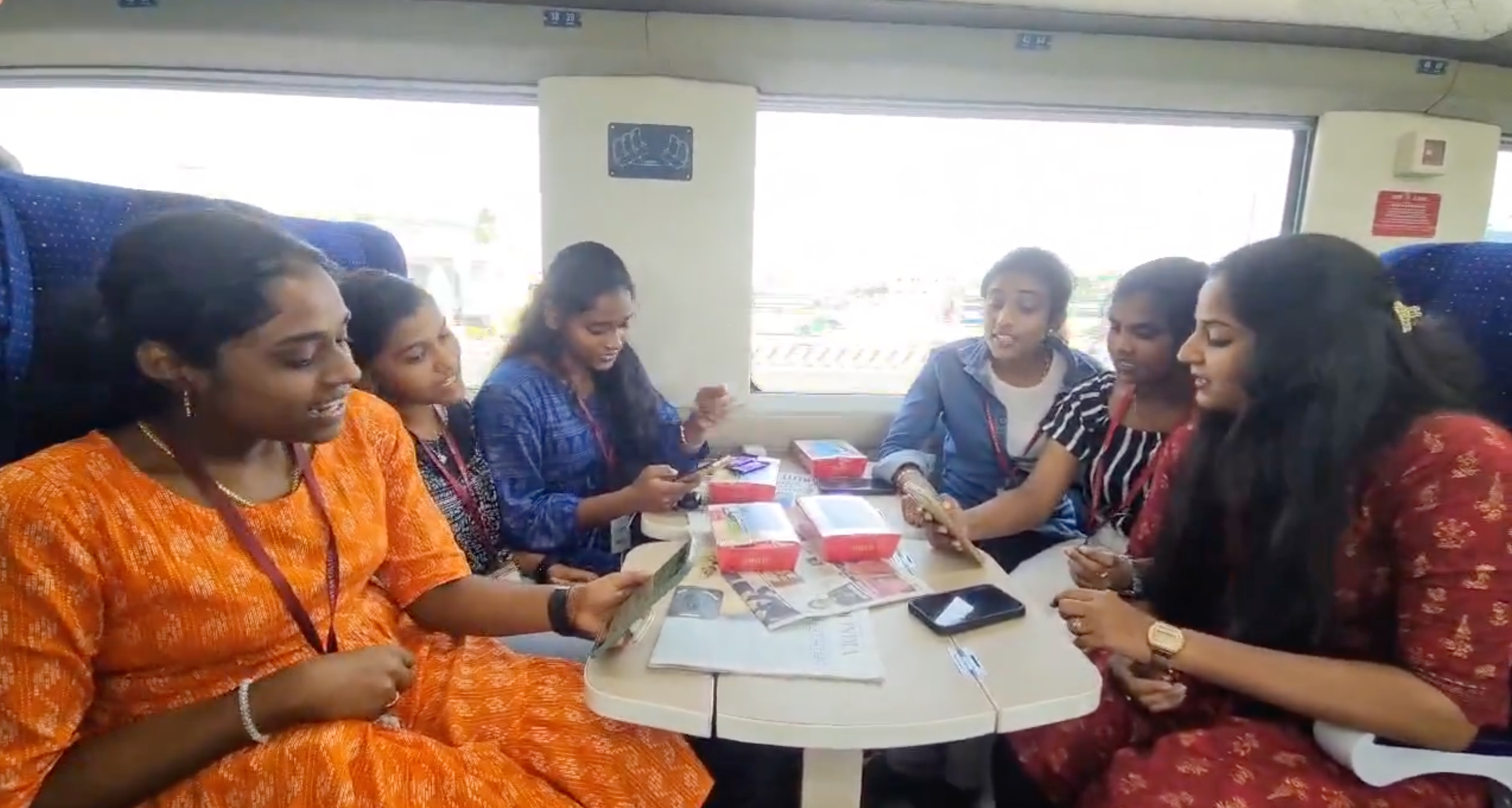 Online users criticize Southern Railways for airing a video featuring twelve ladies singing aboard the Vande Bharat Express train.-thumnail